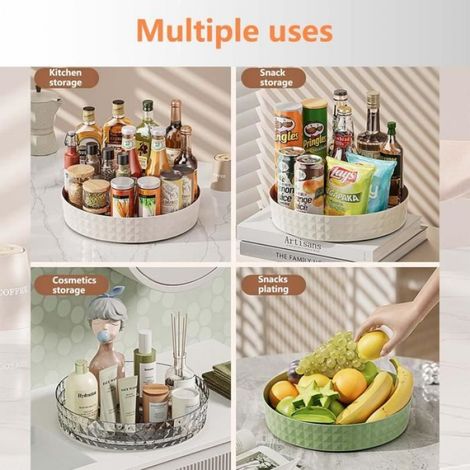 Plateau Tournant - Organisateur de Cuisine - Lot de 2 - 360° - Vert Matcha et Blanc Crème - 22,5 cm (1/4)