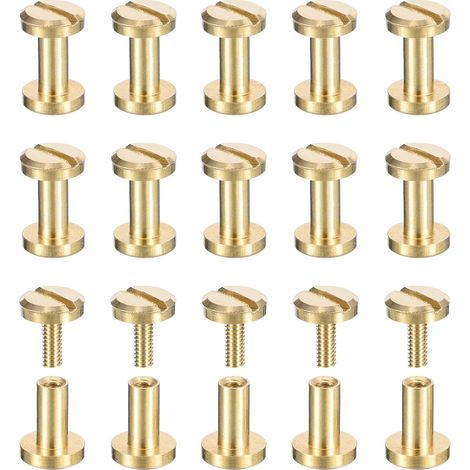 Lot de 30 Vis Chicago en Laiton 6X6mm à Tête Plate DIY Ceinture (1/5)