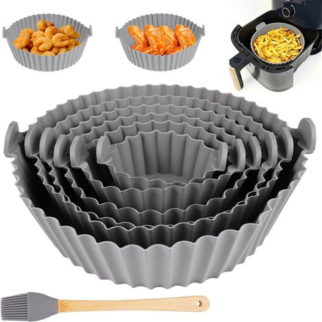 6 Pièces Plat Silicone Air Fryer avec Pinceau à Huile (1/5)