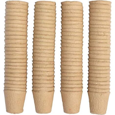 BUNTHAUS 100 Pieces Pot Semis Biodegradable, Godet Semis Biodegradable, Pot pour Semis, 8cm, Rond, Outils de Jardinage à Domicile (1/5)