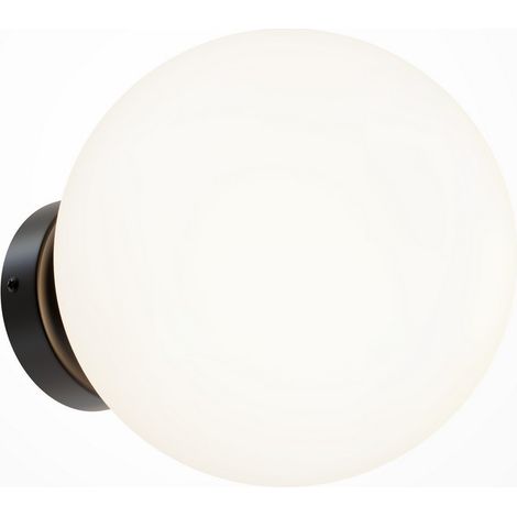 Applique Minimal Basic Form Grande In Metallo Nera 1 Luce E Diffusore Bianco (1/2)