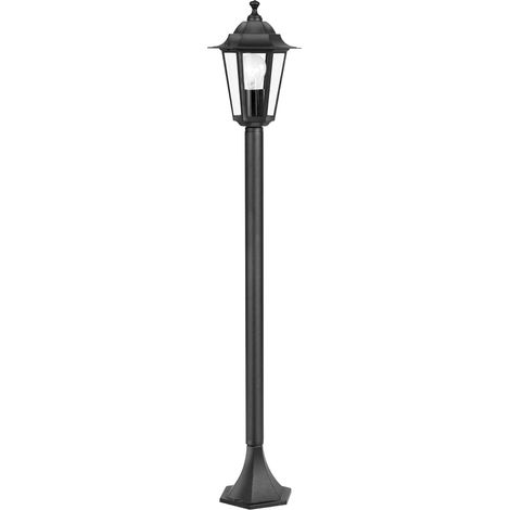 1 - Lampadaire Extérieur - Lanterne Jardin - Éclairage Chemin Fonte Aluminium Noir Verre IP44 Douille E27 (1/5)