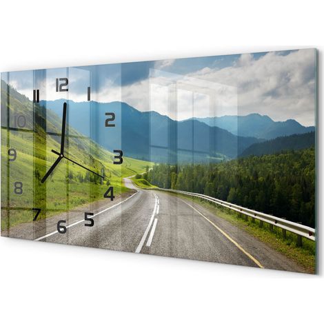 Horloge Murale Maison 60x30 cm Design Panoramique Salon Cuisine Bureau Route dans les montagnes (1/5)