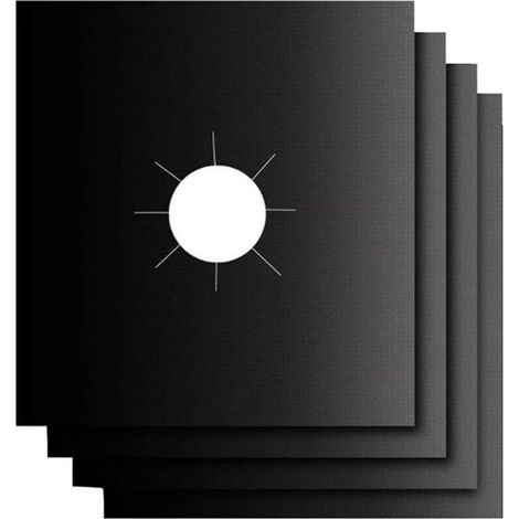4 Pcs Plaque de Cuisson à Gaz Protection en Téflon,Tapis de Cuisinière à Gaziniere Gaz Réutilisables, Protection d'écran Anti-adhésif, Nettoyage Rapide(27 27cm) (1/5)