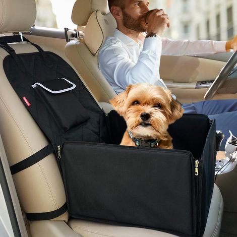 CCYKXASiège auto stable pour chiens avant et arrière, avec ceinture de sécurité, imperméable, noir (1/5)
