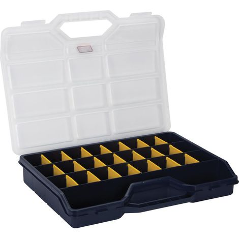 raaco Sortimentskasten B 312 x T 238 x H 51 mm 25 Fächer 21 lose Trennwände transparent / schwarz - 715355 (1/5)