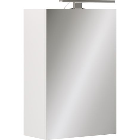 Armario con espejo de baño Lavio, Blanco, 40 x 60 cm con iluminación LED, Vicco