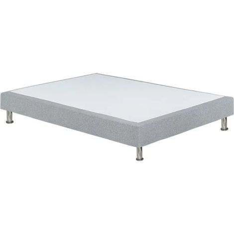 Sommier tapissier 160x200 cm en tissu gris et pieds métal - REMIMOS (1/5)