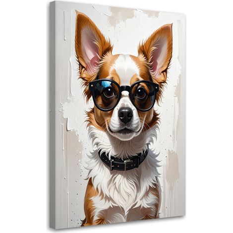 Wandbild Hund mit Brille in Beige 30x45 (1/5)
