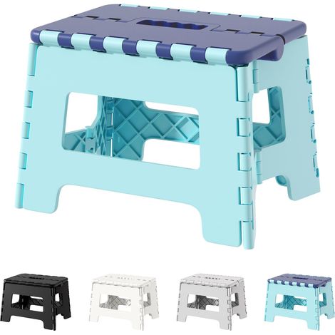 Marchepied Pliable en Plastique de 21 cm - pour Adulte - Marche Pliante et Portable - pour Chambre à Coucher - Bleu (1/5)