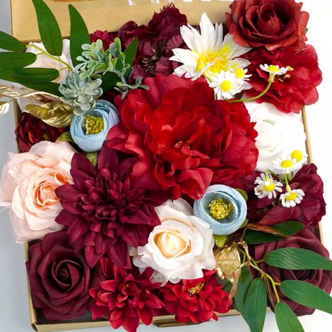 Coffret cadeau avec fleur artificielle à tige, rouge, 1 pièce.-AquaForge