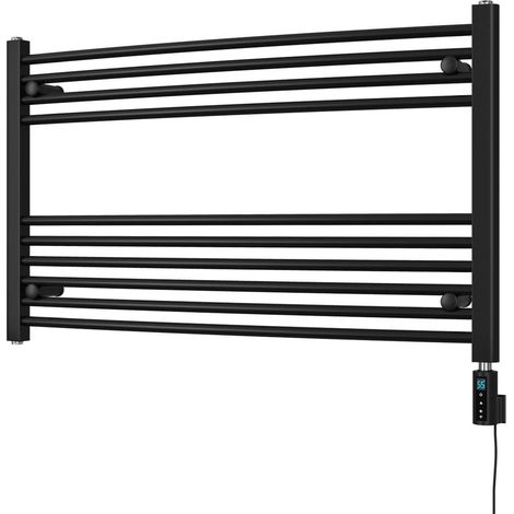 Zennor - Black Electric Towel Rail H600mm x W1000mm Curved 400w Thermostatic WIFI