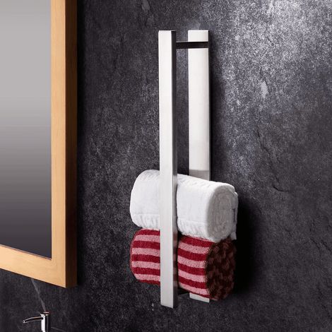 Porte-serviettes salle de bain porte-serviettes invité sans poinçon 40 cm porte-serviettes auto-adhésif en acier inoxydable (1/5)