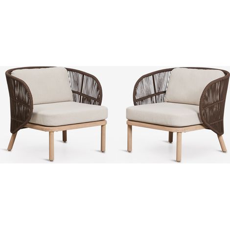 Set di 2 poltrone da giardino in legno di acacia e corda intrecciata Capri SKLUM            
