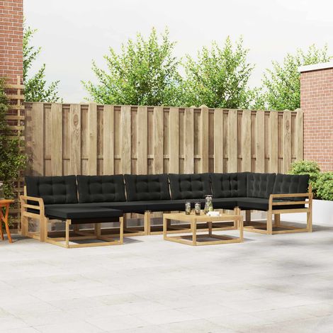 vidaXL Outdoor-Sofagarnitur 8 Stk. Weiß und Schwarz Massivholz Akazie (1/5)