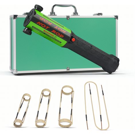 Kit de chauffage par induction SOLARY 1100W 220V, outil magnétique de retrait de boulons vert avec 8 bobines, mallette en aluminium verte pour vis et écrous rouillés (1/5)
