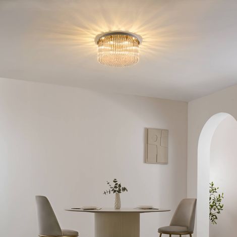 Plafonnier ultra chic doré en verre multi pampille transparentes - Sandrilla (1/5)