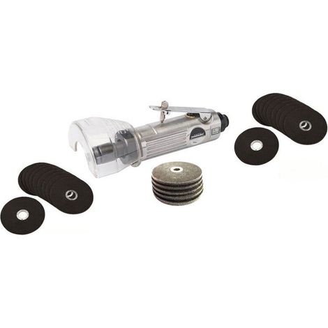 Meuleuse pneumatique 18000 tr/min – Pression 6,3 bars – 25 disques Ø 75 mm inclus – Pour découpe précise dans espaces confinés (1/4)