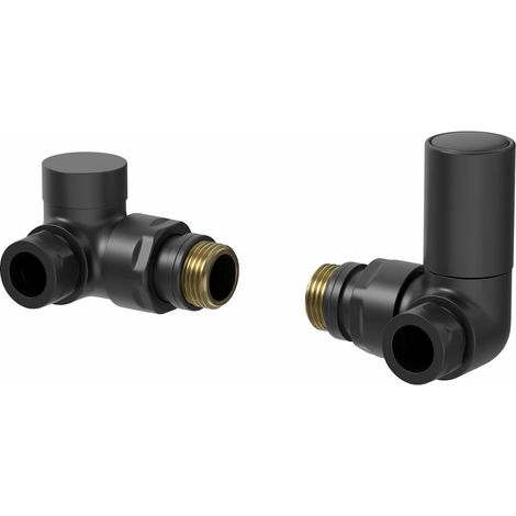 DuraTherm Corner Black Radiator Valve Pack - 15mm (1/4)