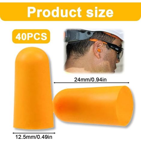 40 Paires Bouchons d'Oreilles Réutilisables Anti-Bruit 37dB Protection Auditive Dormir Ronflemen (1/4)
