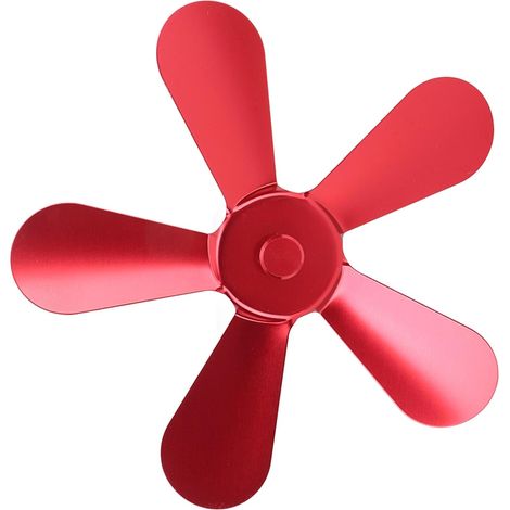 Pale per ventilatore da stufa, 5 pale, in lega di alluminio, migliorano la circolazione dell'aria calda, ampia compatibilità, facile installazione nella canna fumaria (rosse) (1/4)