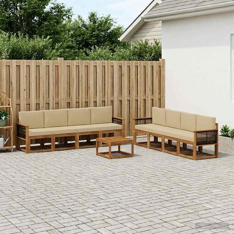 vidaXL Outdoor-Sofagarnitur 9 Stk. Natur und Beige (1/5)