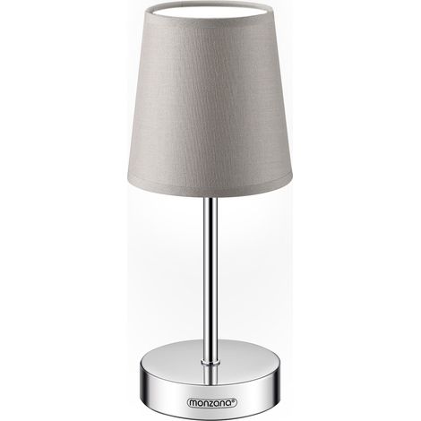 Monzana Lámpara de Mesita de Noche, Mesa Escritorio, Pantalla de Tela, Altura 32cm 15W, Casquillo E14, Set de Lamparas para Salón Dormitorio Oficina Taupe 1er Set (de)