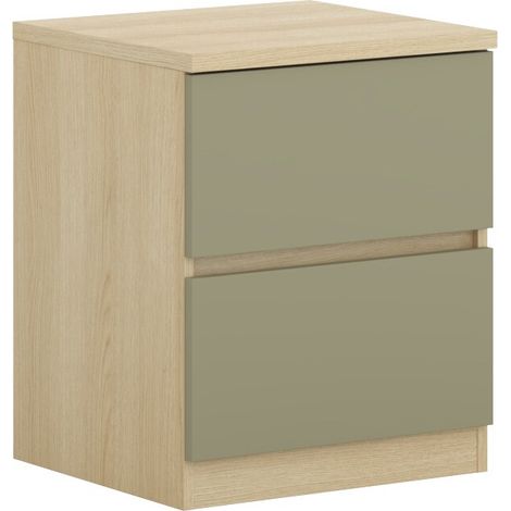 Mesilla de noche Nolcala 108, Roble + Eucalipto, Número de cajones: 0, Número de puertas: 0, 56x45x42cm, Aglomerado laminado