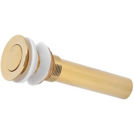 FDIT-Bonde-Abflussstopfen für Waschbecken, verstopfungsfester Abflussstopfen für Waschbecken aus Messing und Edelstahl ohne Überlauf für Badezimmer (goldfarbener Klappverschluss ohne Bohrungen) (1/4)