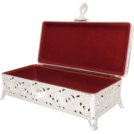 Boîte à bijoux vintage en métal, petite boîte rectangulaire en velours doux résistant à la rouille, idéale pour les filles et les femmes qui souhaitent ranger colliers, boucles d'oreilles et bagues en