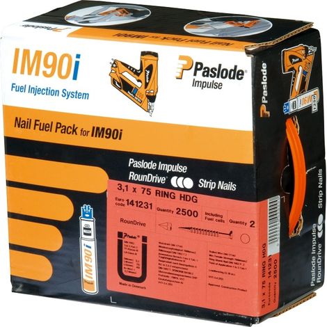 Paslode – Pack de 2000 pointes tête homme F18 – Longueur 50 mm – Galvanisées pour clouage menuiserie – Cartouche de gaz incluse