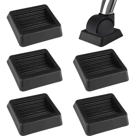 5 Pièces Patin Antiderapant 8x8x1.8 cm, Carré Tampon en Caoutchouc, Protection Pied de Table pour Chaises de Bureau, Canapés, Lits et Protection des Sols, Silencieux et Amortisseurs de Chocs