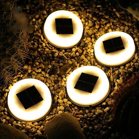 Lot de 4 projecteurs solaires de jardin extérieur, éclairage extérieur IP65 étanche en acier inoxydable sans fil pour pelouse décorative/phare/terrasse/chemin/plantes (1/5)