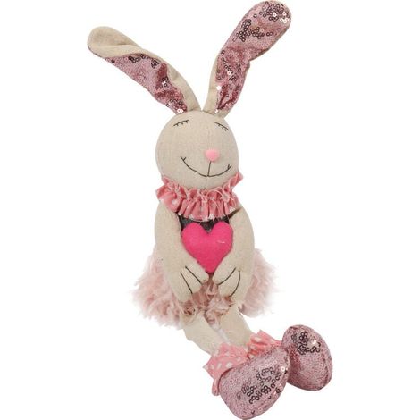 Coniglietto pasquale rosa con cuore - Decorazione natalizia 40 cm (1/3)