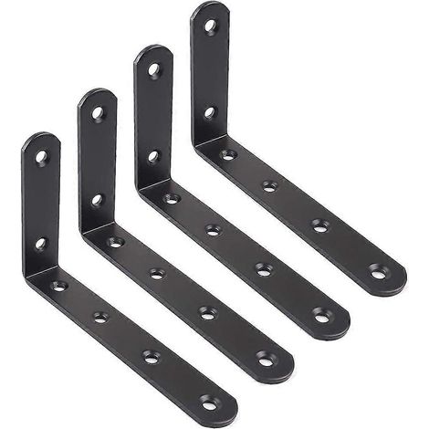 Lot de 4 supports muraux pour étagère, supports en L pour étagère, décoration, cuisine, chambre, meubles suspendus, placards, 125 x 75 x 3 mm, B (1/4)