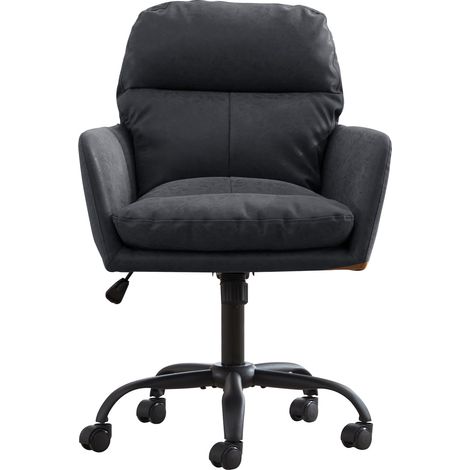 Sedia da ufficio in PU nera regolabile in altezza con base nera MODENUIT (1/5)