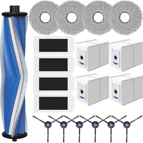 Set di 19 accessori per aspirapolvere Ecovacs Deebot T30 Omni / T30 Pro Omni / T30 Max: 1 spazzola principale, 4 sacchetti per la polvere, 4 filtri HEPA, 4 panni per la pulizia, 6 spazzole laterali. (1/5)