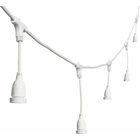 GUIRLANDE LUMINEUSE 10 M AVEC 10 DOUILLES E27 BLANCHES EXTENSIBLES IP44 INTÉRIEUR EXTÉRIEUR (1/4)