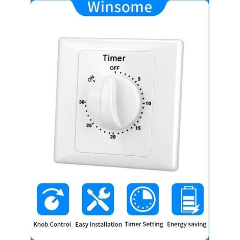 Houhence – Interrupteur minuterie électronique 220V – Compte à rebours 30min – Installation ouverte – Commande simple – Protection ignifuge - Switch-30min