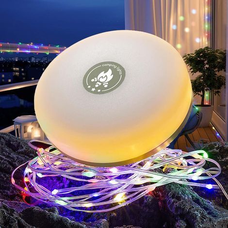 Guirlande Lumineuse Extérieur et Intérieur,8 Modes D'éclairage,2800mAh,4 EN1 Guirlande Lumineuse Camping Rechargeable Portable Pour Camping,Cour, Randonnée, Fête, Halloween, Noël 32.8FT (Coloré) (1/5)