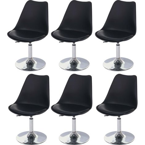 6x chaise pivotante Malmö T501, hauteur réglable, similicuir, noir (1/5)