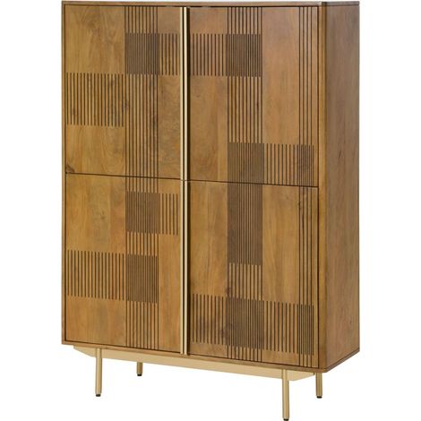 Buffet en bois de Manguier 110x40x150 marron clair huilé MIAMI 115 (1/4)