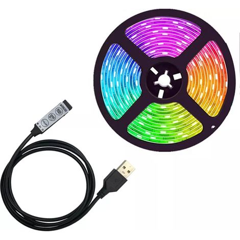 Bande LED, 4W, 2m, RGB, intensité réglable, pour la décoration de meubles, téléviseurs, étagères et environnements intérieurs.-AquaForge (1/5)