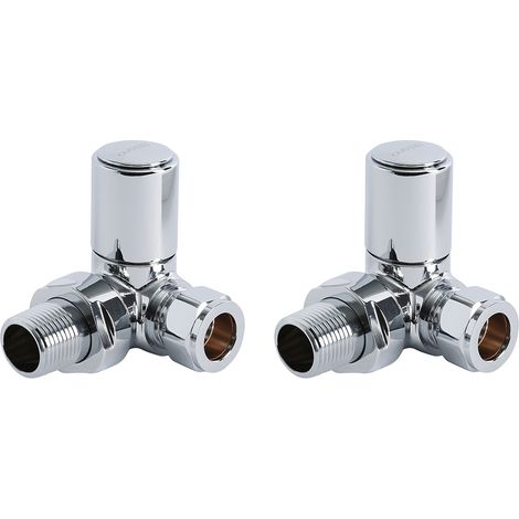 Milano 15mm Corner Heated Towel Rail Radiator Valves Pair - Chrome (1/4)