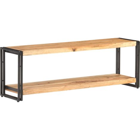 Meuble TV multimédia étagère télévision buffet téléviseur salle à manger salon chambre 120 x 30 x 40 cm bois d'acacia massif brun