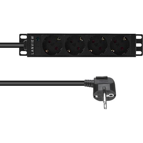 Regleta Lanview de 4 enchufes Schuko, 10'', cable de 2 m, 3G1,5 mm², indicador luminoso, LVR-2MSCH-LIC-SCH4