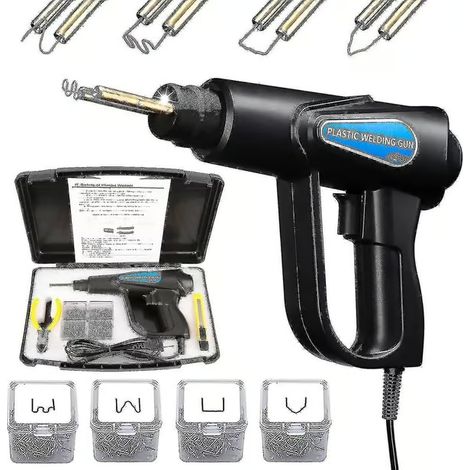 Pistolet à colle thermofusible plastique 70 W, kit de réparation de pare-chocs de voiture, poste à souder, pince, 4 agrafes ondulées, machine de réparation par soudage, haute (1/5)