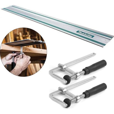 Makita Aluminum Plunge Saw Guide Rail 1.5m 1500mm 59"" DSP600 + Pair T Clamps (1/5)