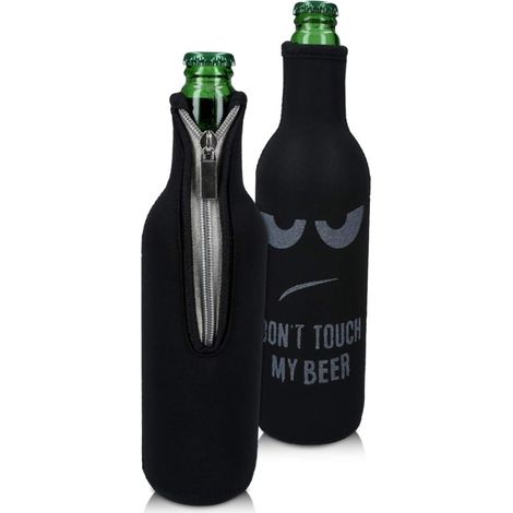 Rafraîchisseur de Bouteille Bouteille 330-500ml Lot Refroidisseurs Bouteilles Verres Bière Vin Soda Don't Touch My Beer Blanc-Noir (1/5)