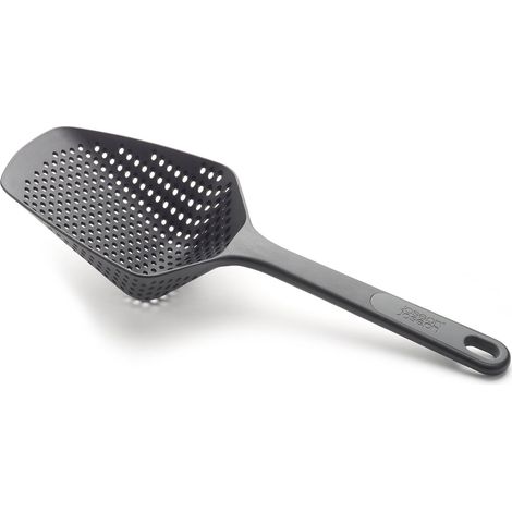 Scoop Plus - Passoire, égouttoir/collecteur, égoutter et servir, résistant à la chaleur jusqu'à 200°C (392°F), va au lave-vaisselle, Noir, Large (1/5)